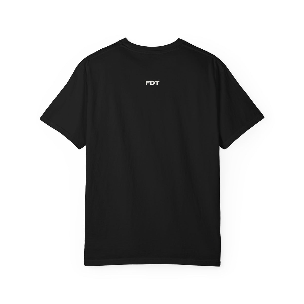 FDT Heavyweight Tee in Black, back view (supplier mockup)
