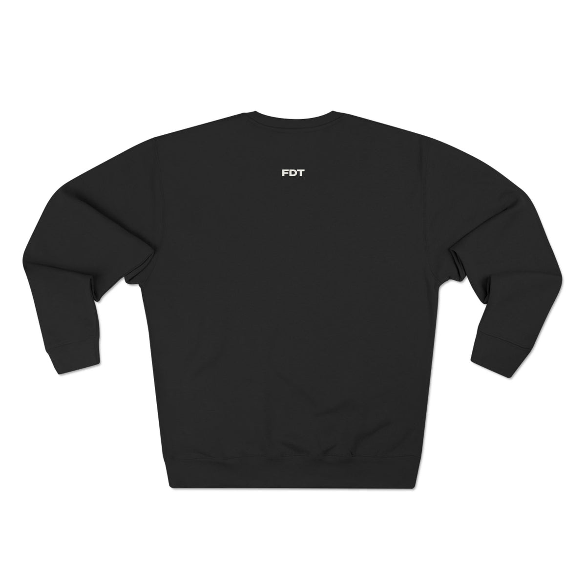 FDT Heavyweight Crewneck in Black, back view (supplier mockup)