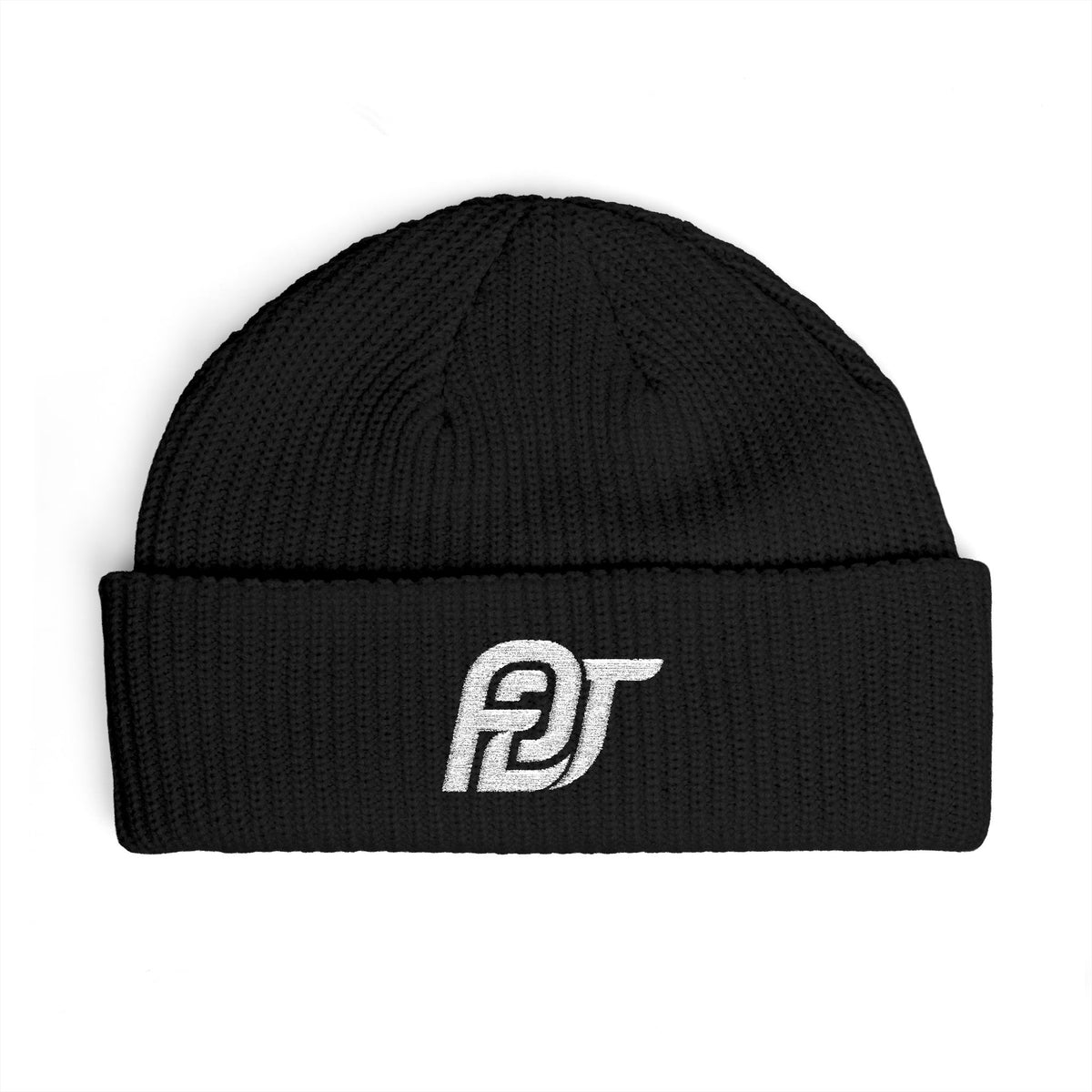 FDT Watch Beanie in Black, front view (supplier mockup)