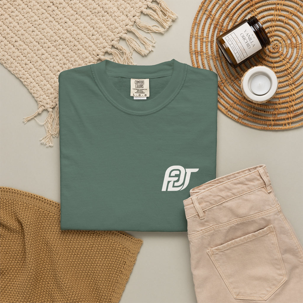 FDT Due Process Tee in Blue Spruce, alternate folded view (supplier mockup)
