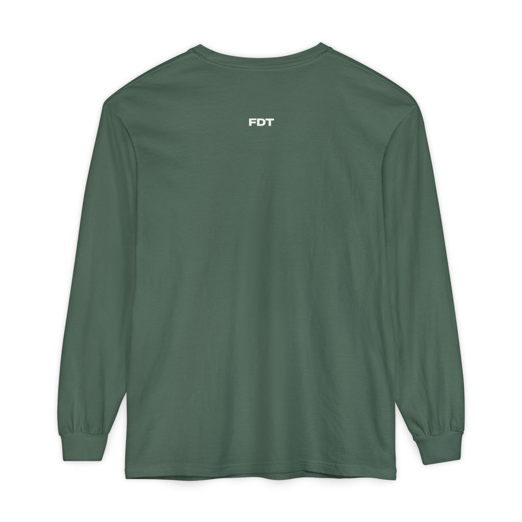 FDT Long Sleeve Tee in Blue Spruce, back view (supplier mockup)