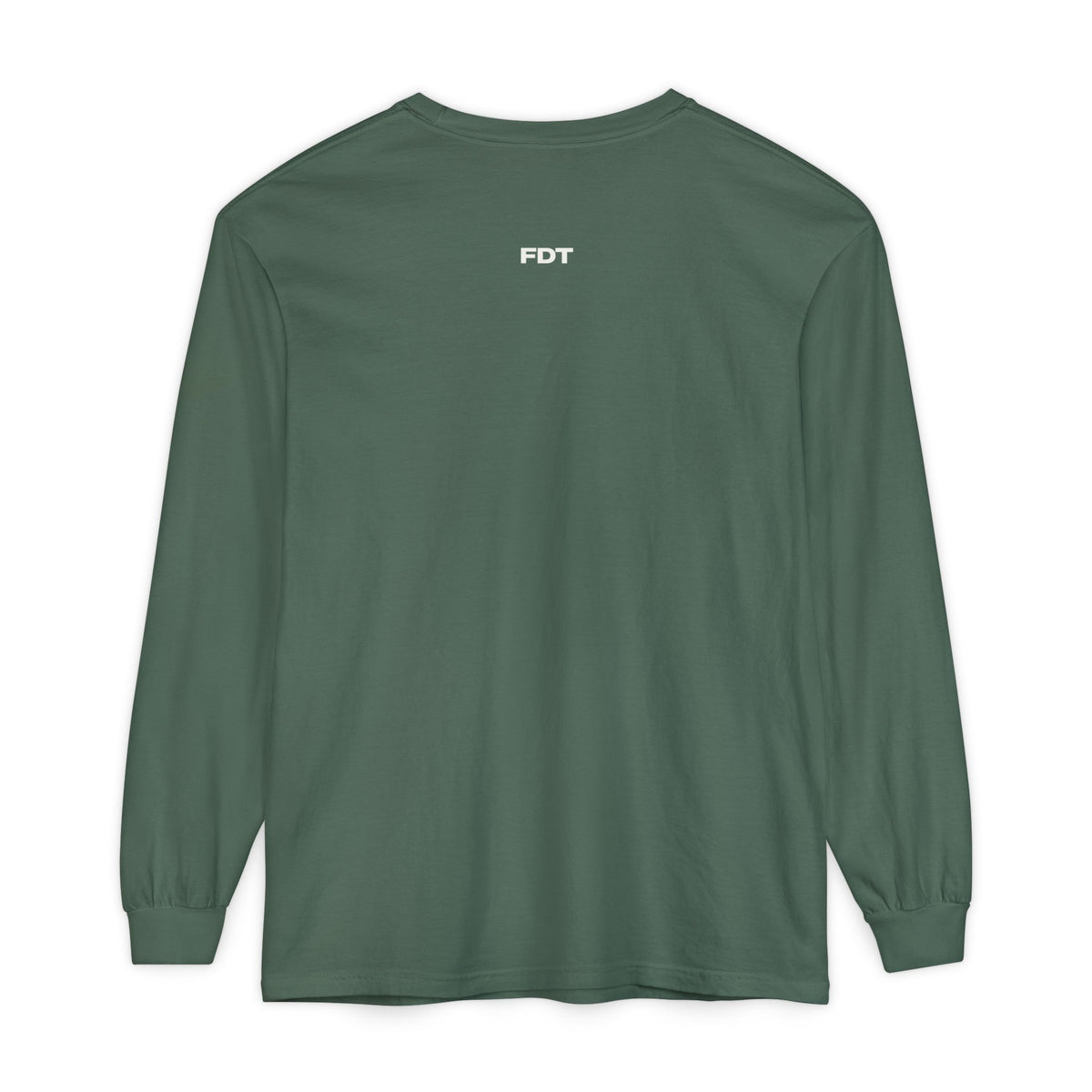FDT Long Sleeve Tee in Blue Spruce, back view (supplier mockup)