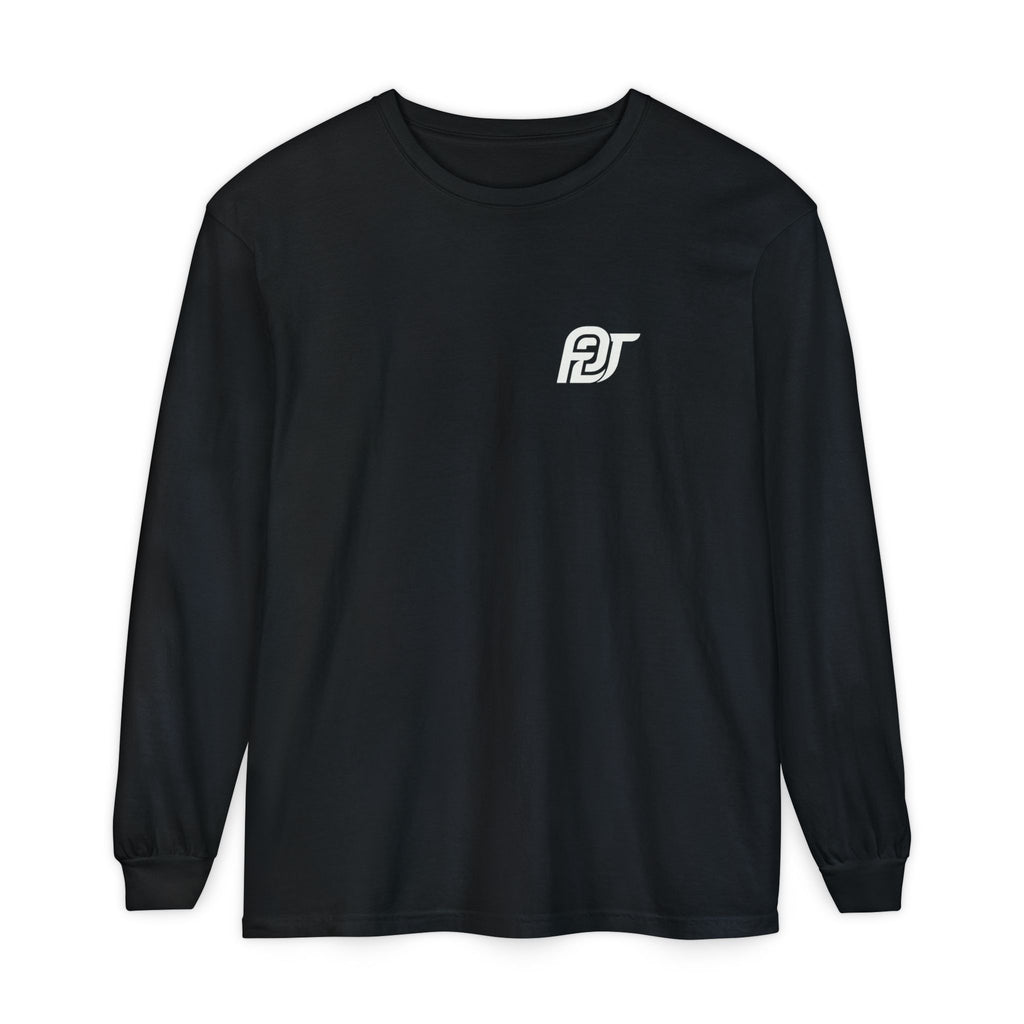 FDT Long Sleeve Tee in Black, front view (supplier mockup)