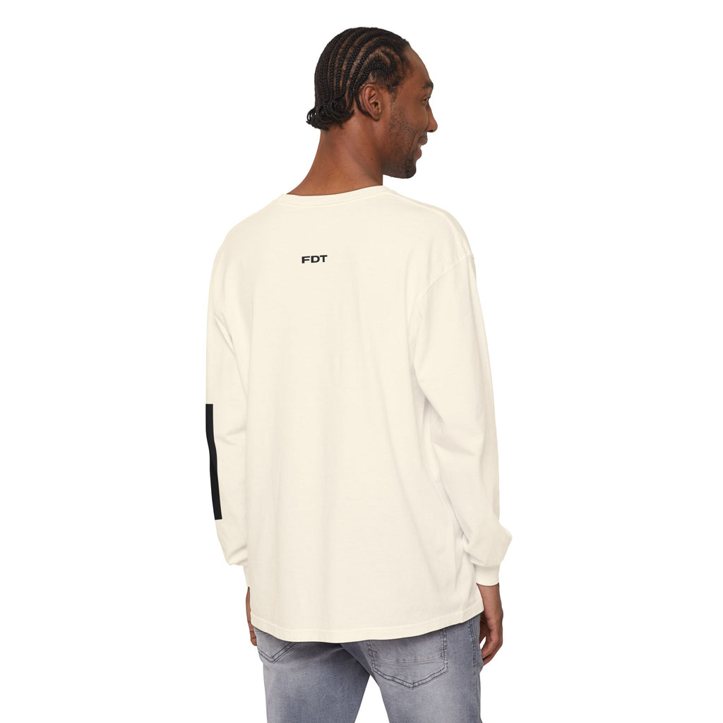 FDT Redaction Long Sleeve in Ivory, back view on a person (supplier mockup)