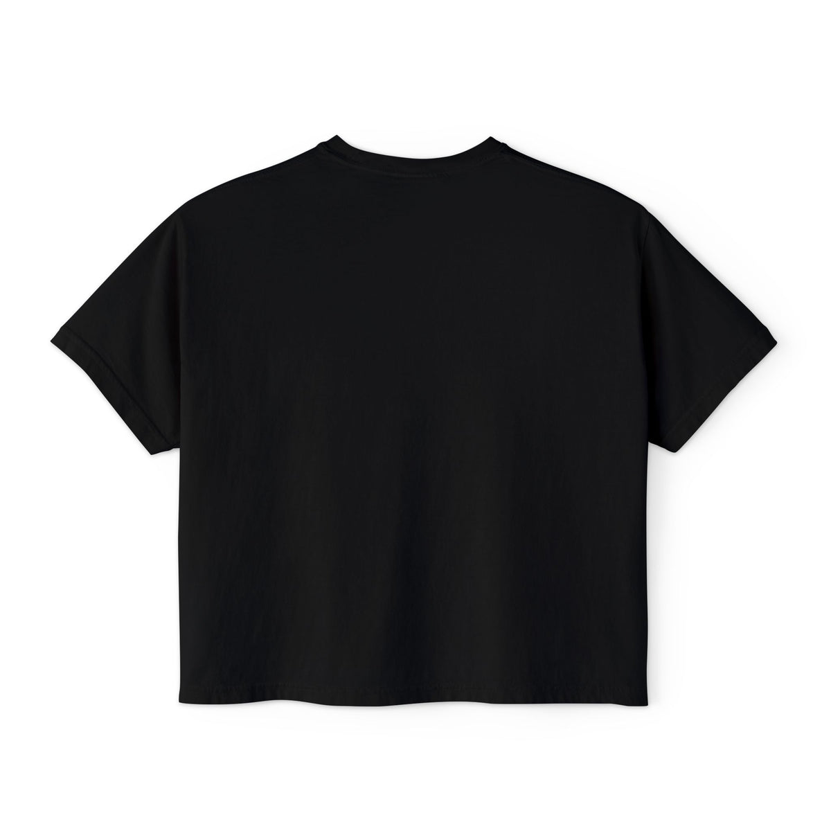 FDT Women's Boxy Tee in Black, back view (supplier mockup)