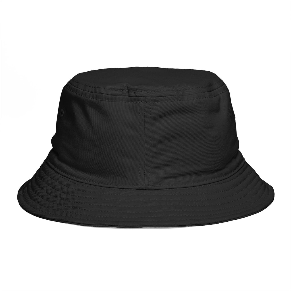 FDT Bucket Hat in Black, back view (supplier mockup)