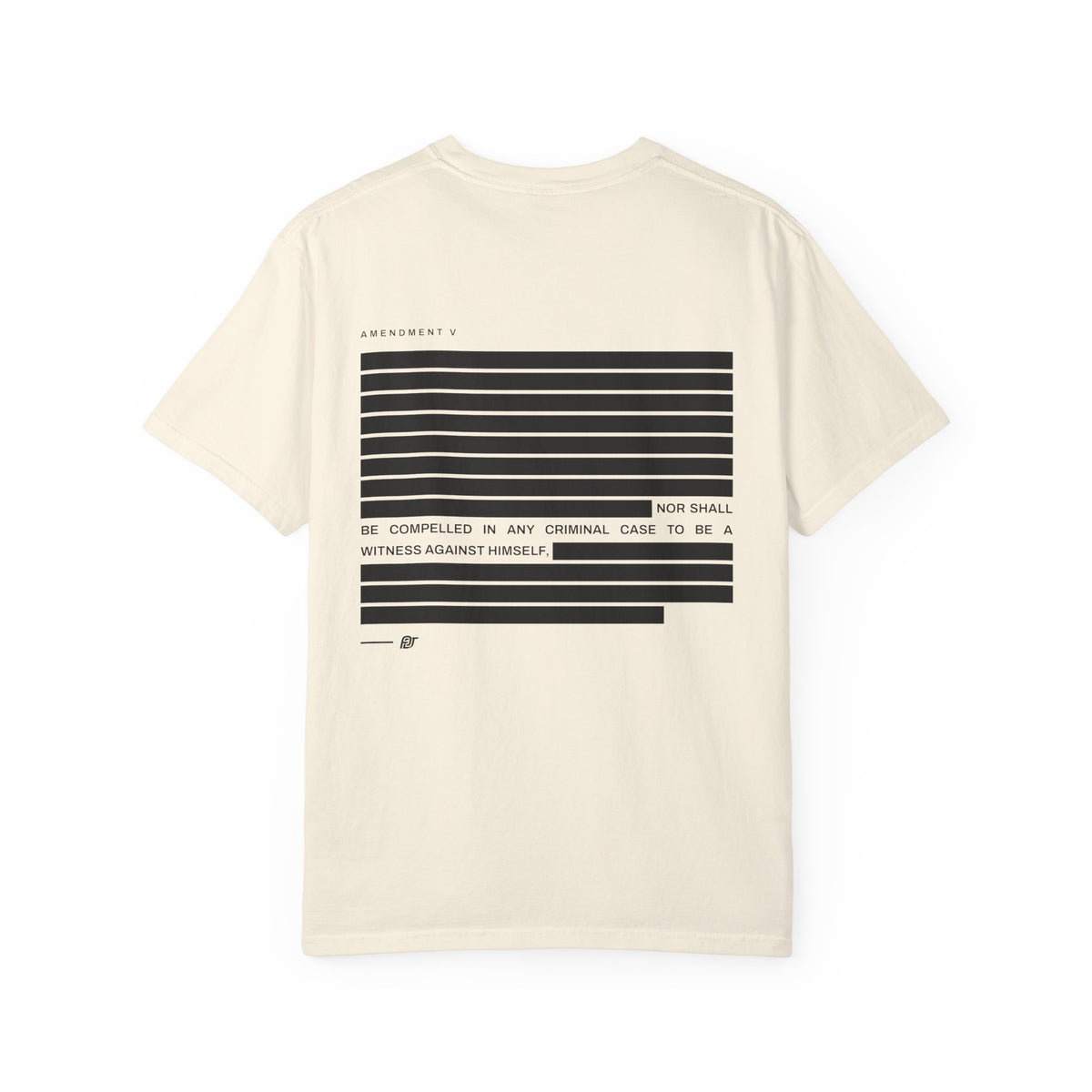 FDT Redaction Tee in Ivory, back view (supplier mockup)