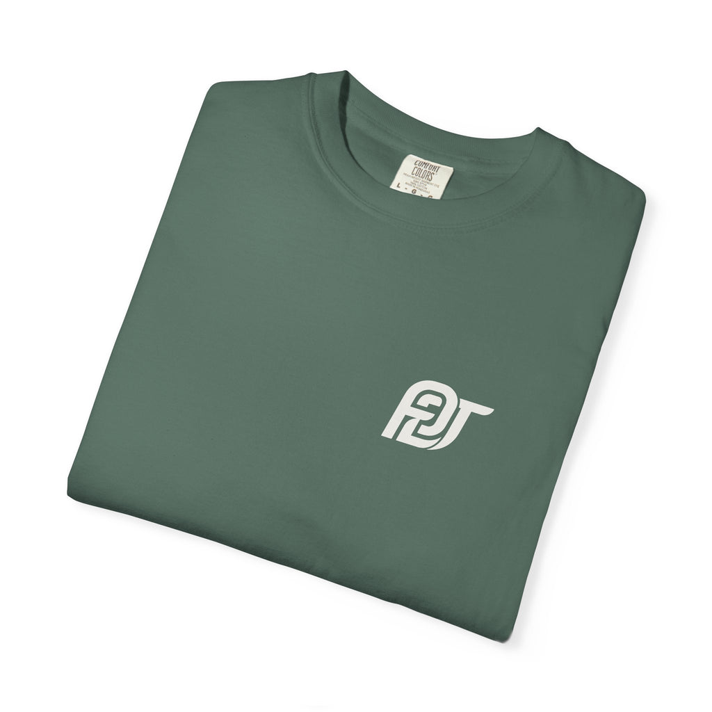 FDT Amendment Tee in Blue Spruce, folded view (supplier mockup)