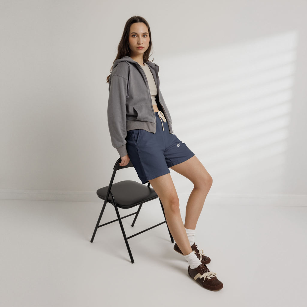 FDT Session Short in Blue Jean, context view on a person (supplier mockup)