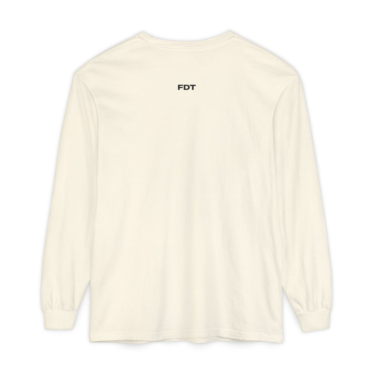 FDT Long Sleeve Tee in Ivory, back view (supplier mockup)