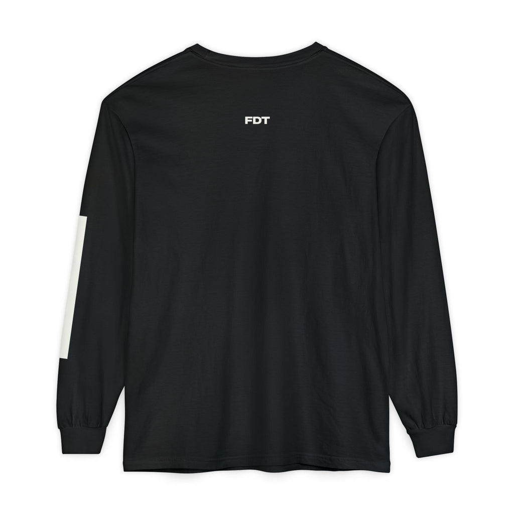 FDT Redaction Long Sleeve in Black, back view (supplier mockup)