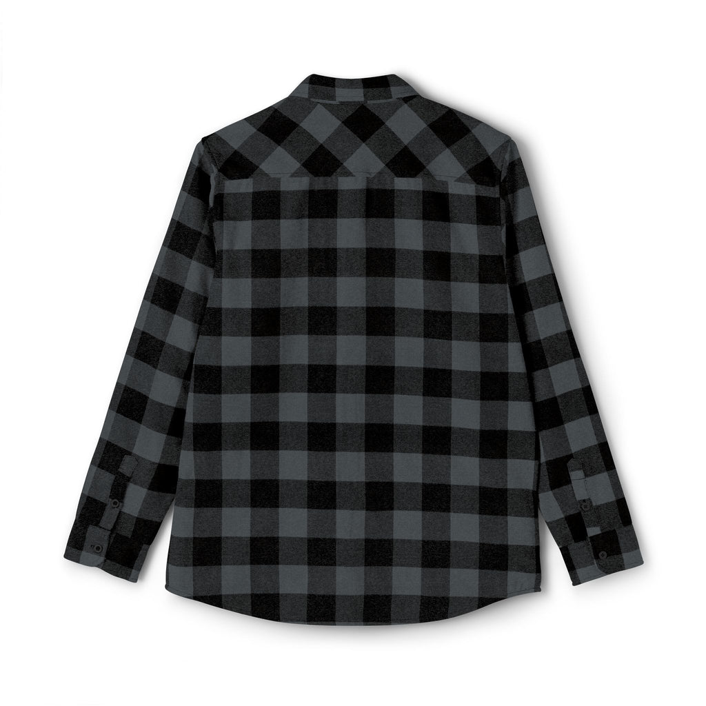 FDT Flannel Shirt in Charcoal Heather/ Black, back view (supplier mockup)