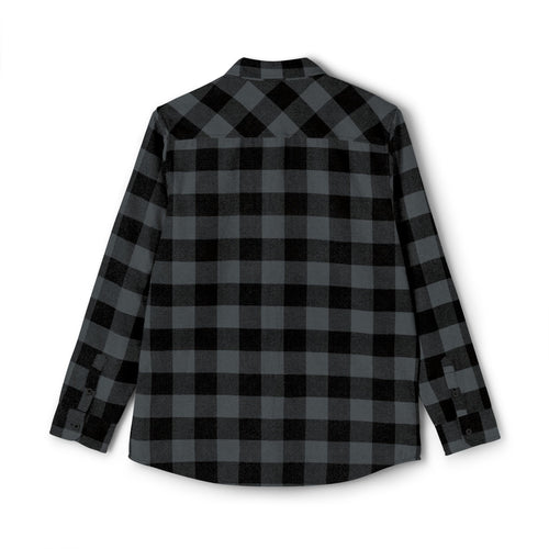 FDT Flannel Shirt in Charcoal Heather/ Black, back view (supplier mockup)