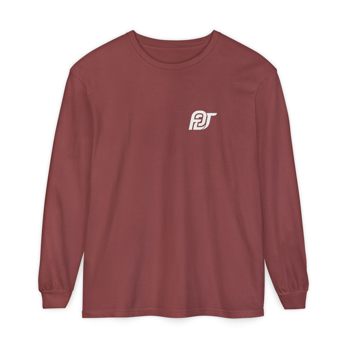 FDT Long Sleeve Tee in Brick, front view (supplier mockup)