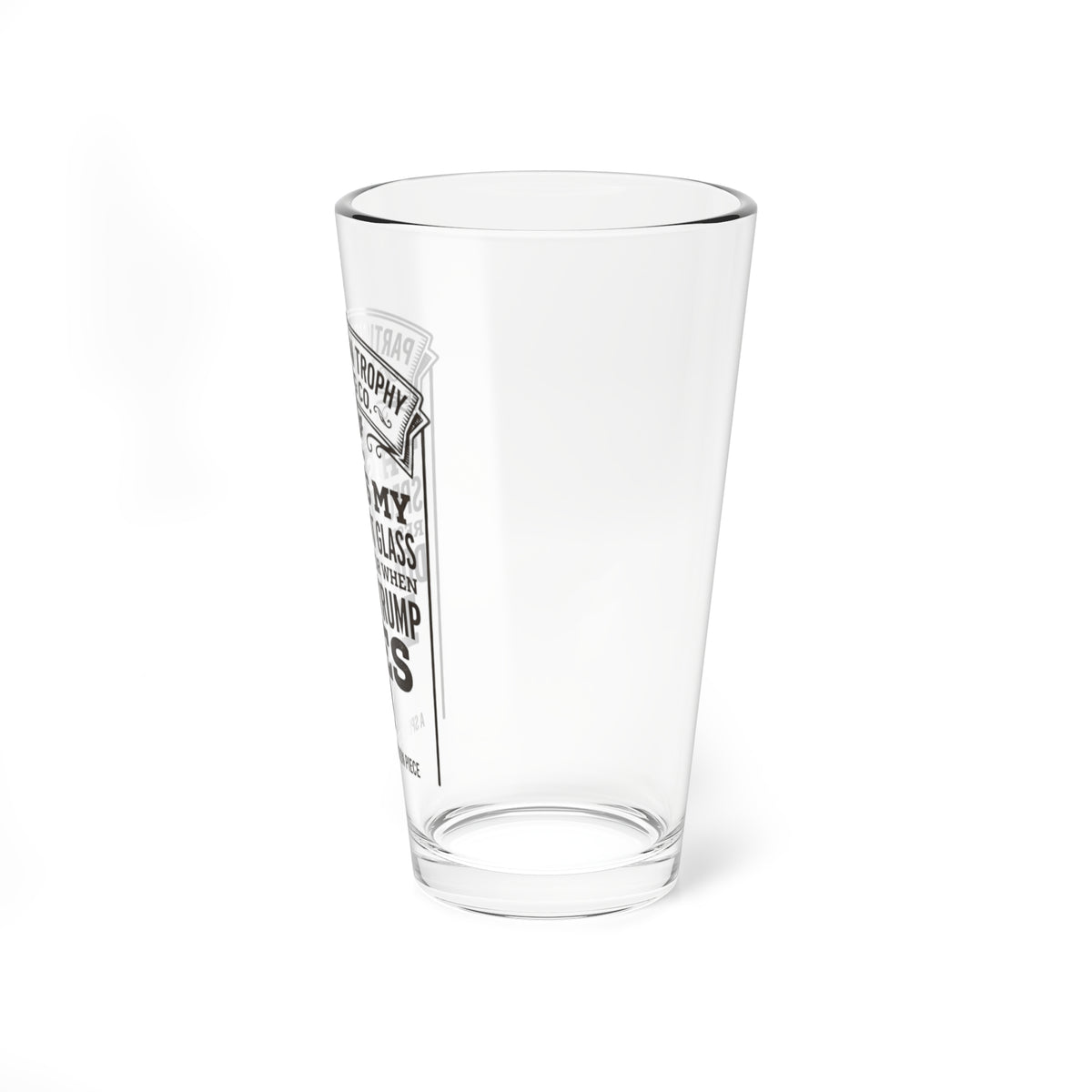 The “Conclusion” 16oz pint glass — detail view