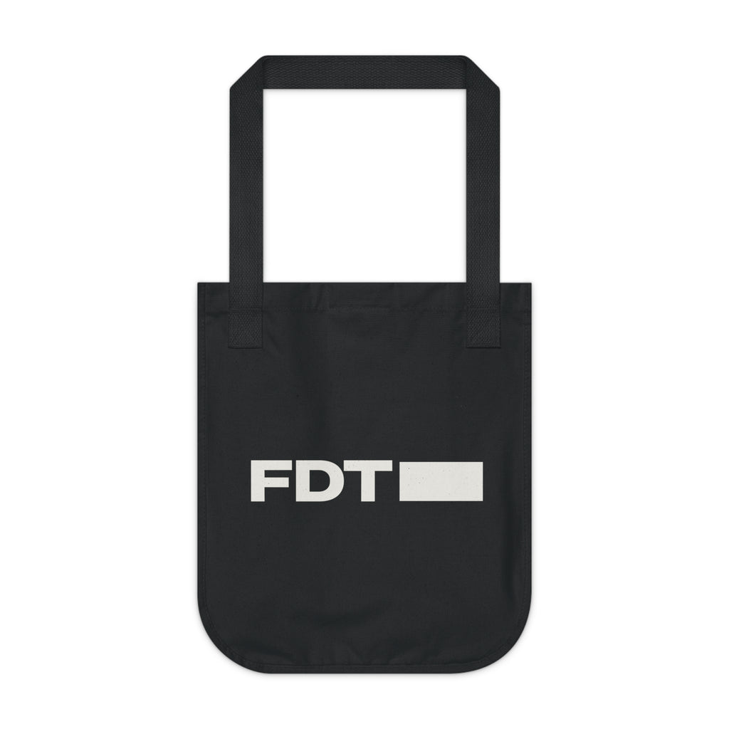 FDT Canvas Tote in Black, front view (supplier mockup)