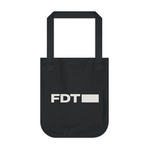 FDT Canvas Tote in Black, front view (supplier mockup)