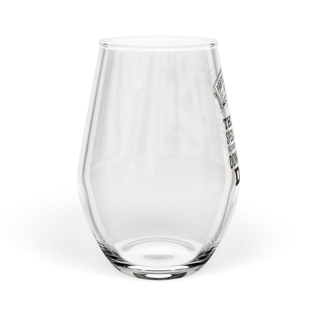 The “Conclusion” wine glass — close-up of the printed artwork