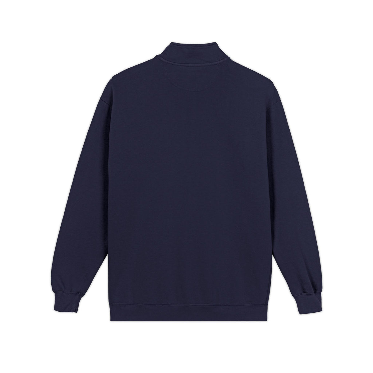FDT Quarter Zip in True Navy, back view (supplier mockup)
