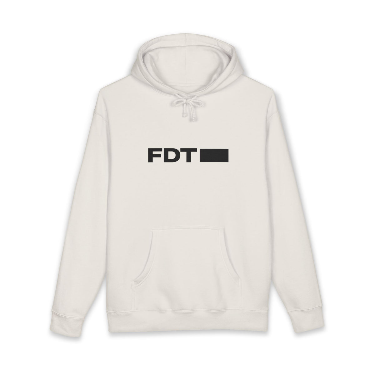 FDT Redacted Hoodie in Bone, front view (supplier mockup)