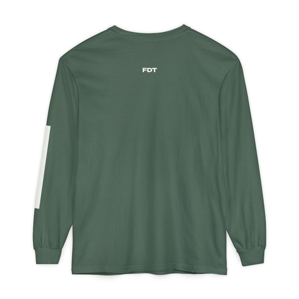 FDT Redaction Long Sleeve in Blue Spruce, back view (supplier mockup)