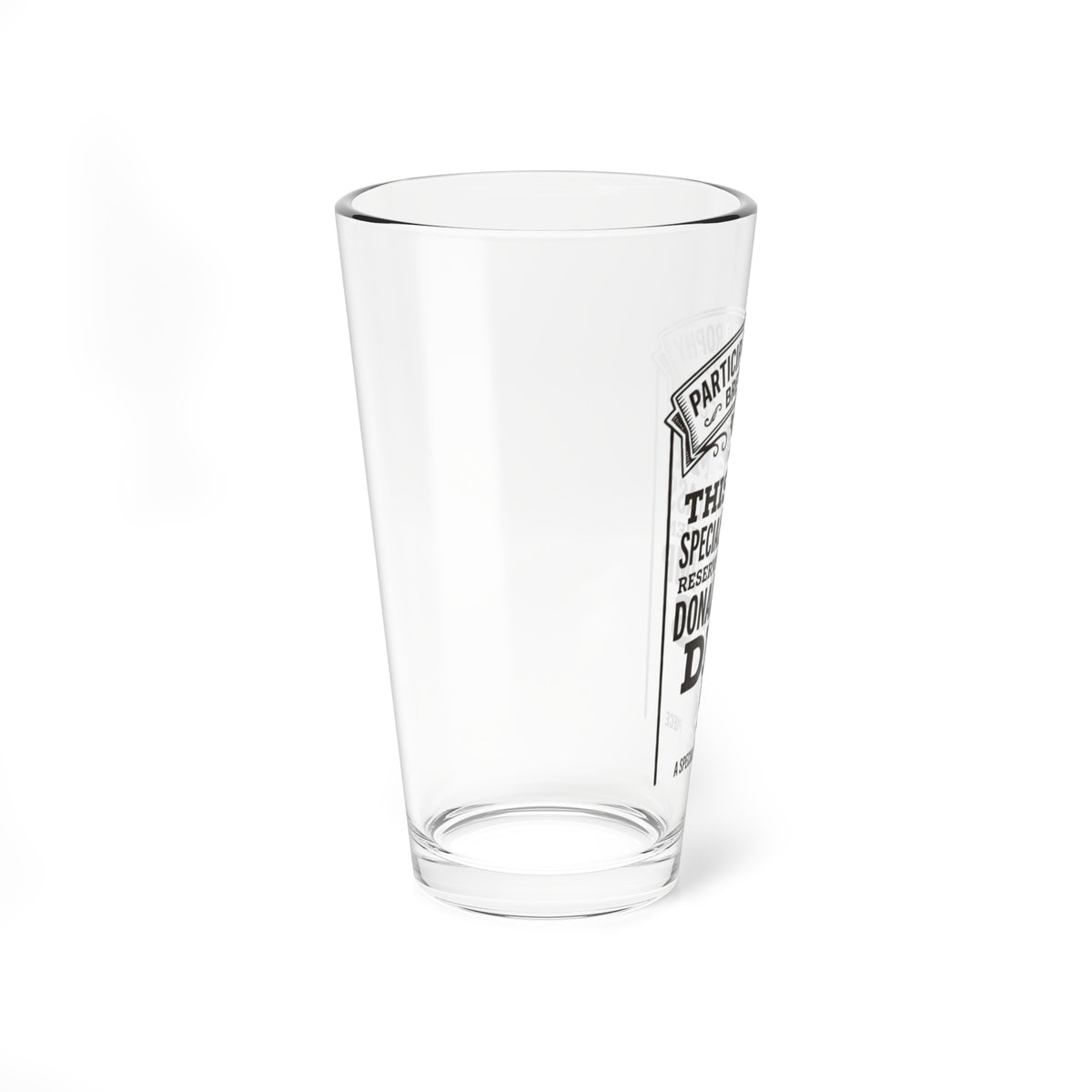 The “Conclusion” 16oz pint glass — close-up of the printed artwork