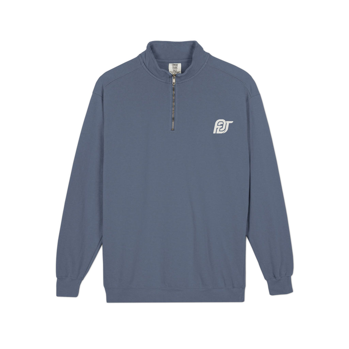 FDT Quarter Zip in Blue Jean, front view (supplier mockup)