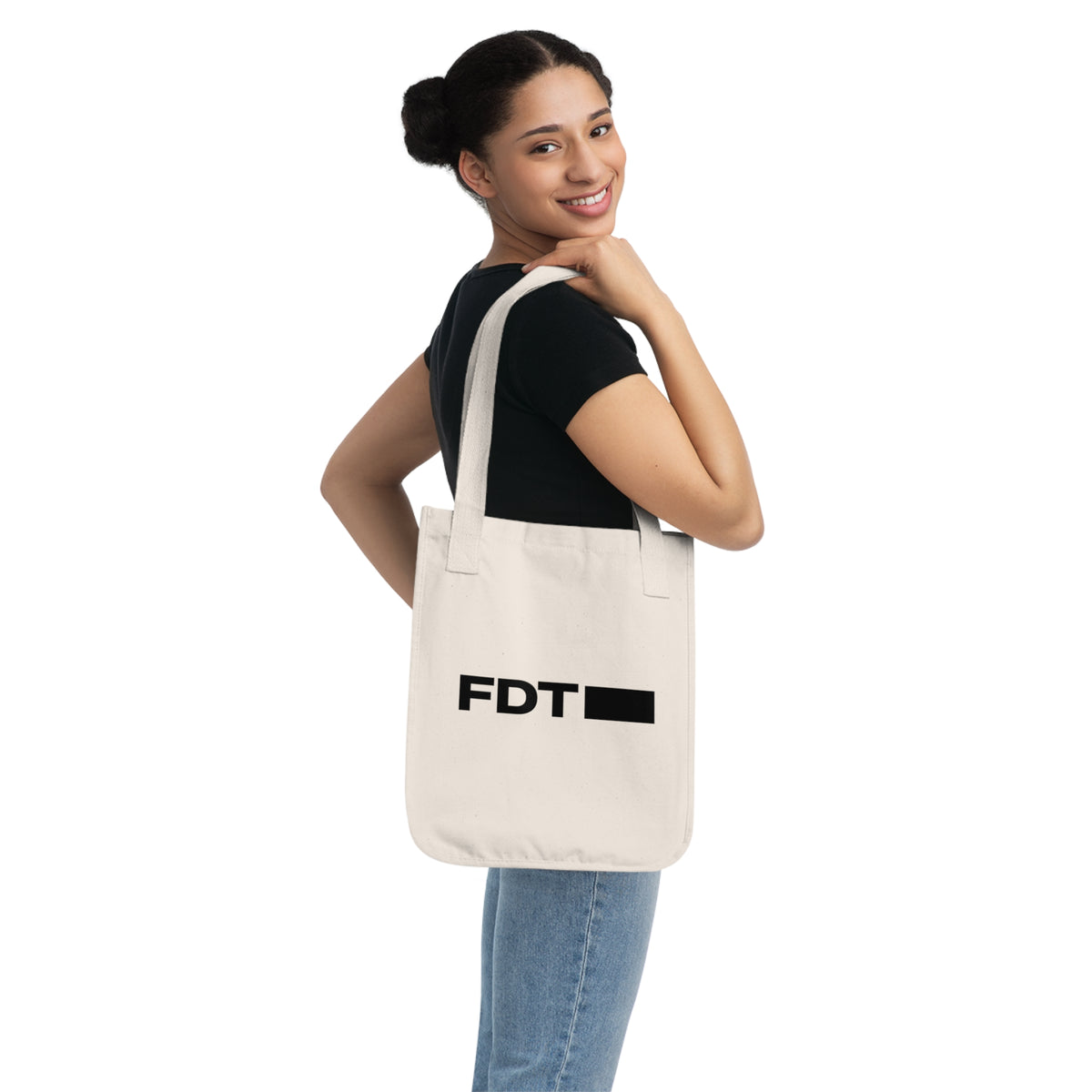 FDT Canvas Tote in Natural, lifestyle view (supplier mockup)