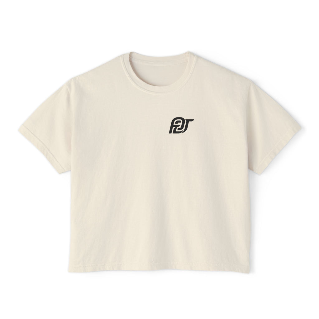 FDT Women's Boxy Tee in Ivory, front view (supplier mockup)