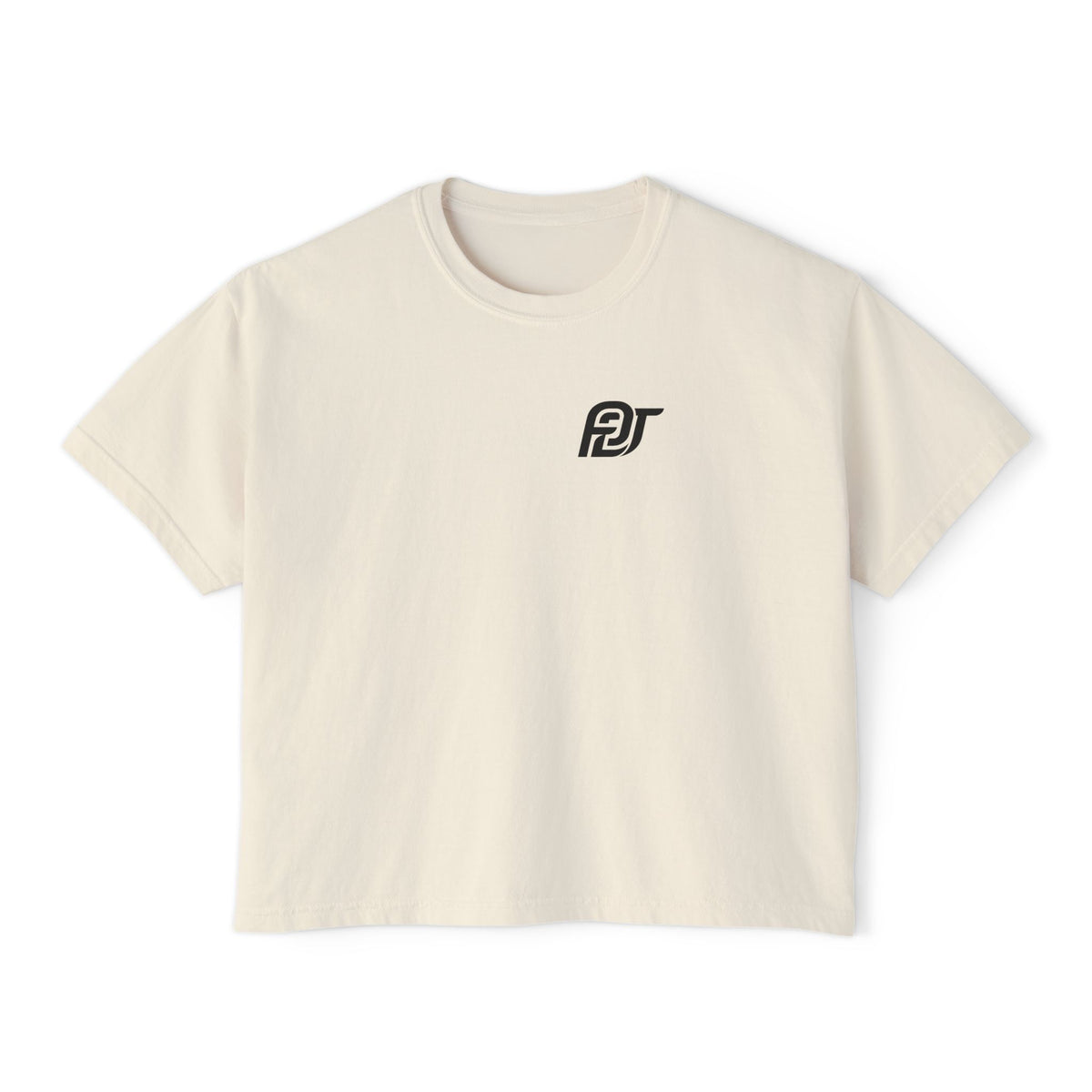FDT Women's Boxy Tee in Ivory, front view (supplier mockup)