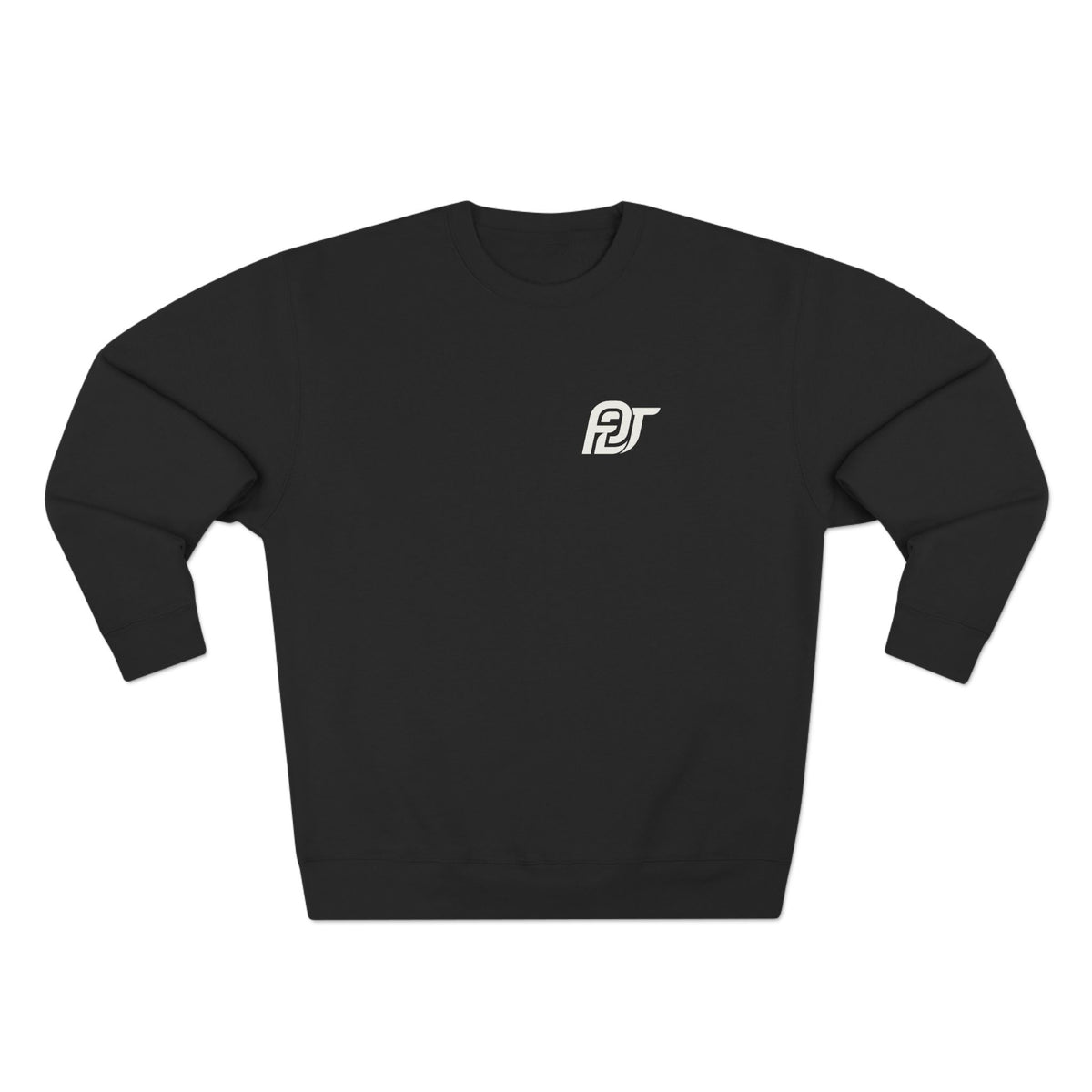 FDT Heavyweight Crewneck in Black, front view (supplier mockup)