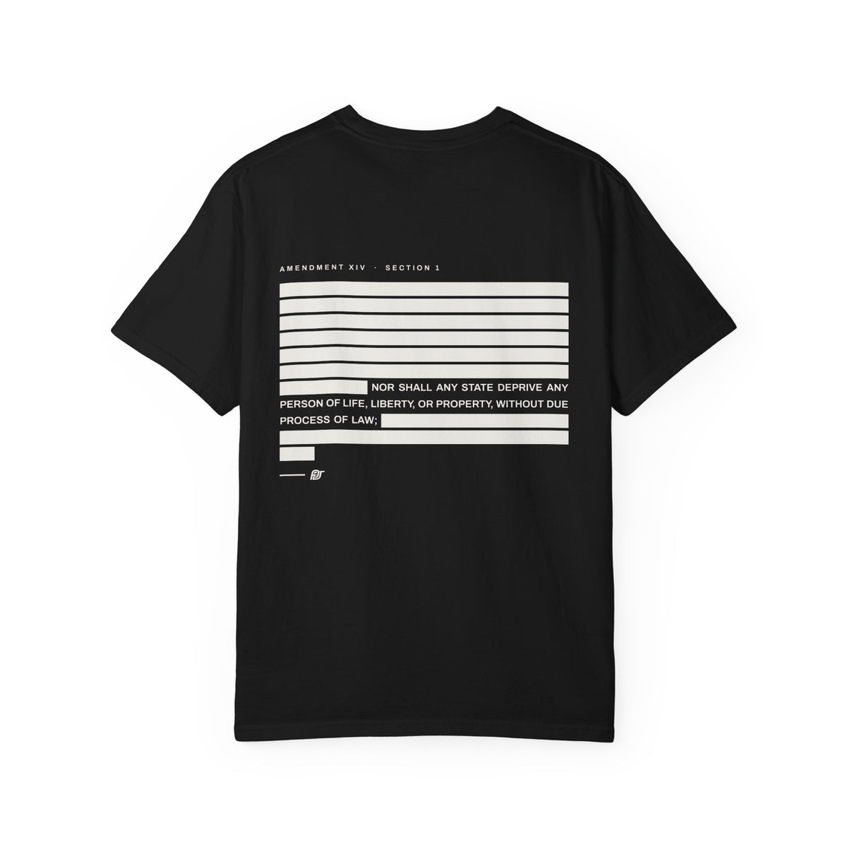 FDT Due Process Tee in Black, back view (supplier mockup)