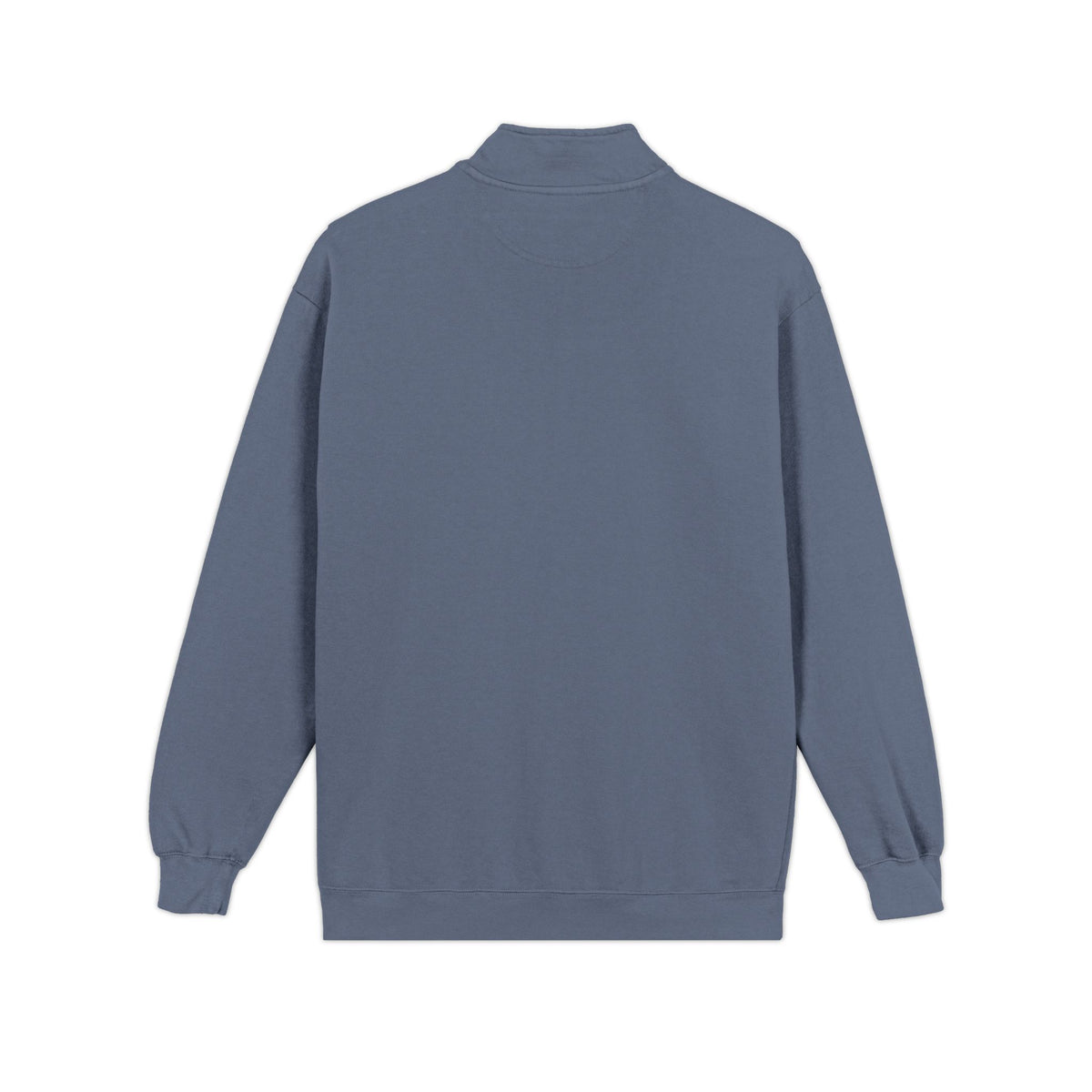 FDT Quarter Zip in Blue Jean, back view (supplier mockup)