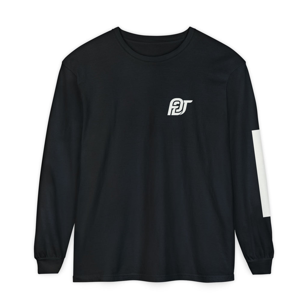 FDT Redaction Long Sleeve in Black, front view (supplier mockup)