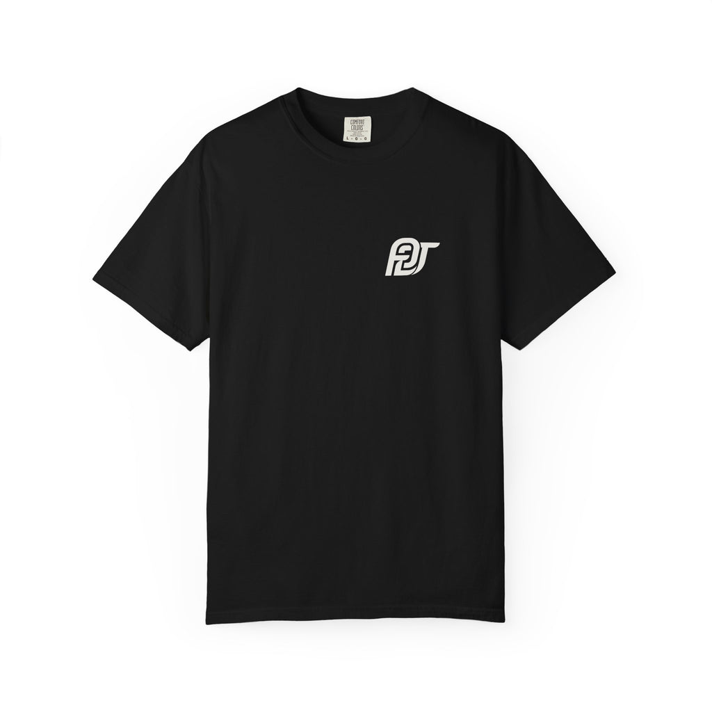 FDT Redaction Tee in Black, front view (supplier mockup)